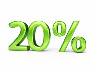 Twenty percent green render (isolated on white and clipping path)

