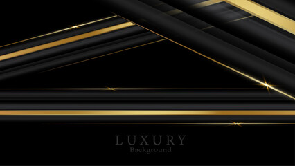 Luxury abstract background with golden lines on dark 3d style. Illustration from vector about modern template deluxe design. Vector illustration.