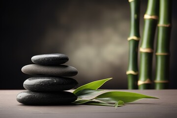 Fototapeta na wymiar Zen stones and bamboo