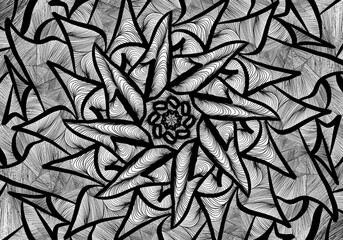 Seamless mandela background. Handmade drawing nature ethnic fabric backdrop pattern with saturated dark mandela. Textile design texture. Decorative binary monochrome black and white art. Illustration.