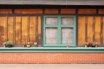 brick and timber exterior wall of tudor building