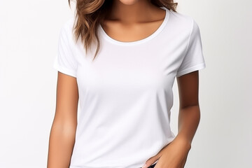 Woman in White Tshirt Mockup created with Generative AI