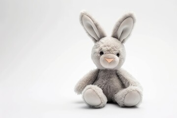 Plush bunny toy on white surface