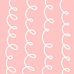 Hand drawn cute squiggle grid. doodle pink, white wavy pattern with scribbles. Doodle square background with texture. Line art freehand grid vector outline grunge print