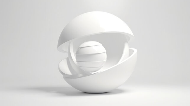 Minimalist background design with futuristic white sphere on light background. Generative AI