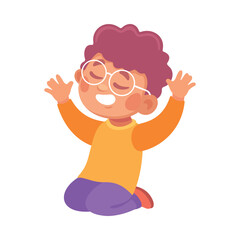 Happy Boy Playing Game Having Fun Vector Illustration