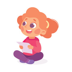 Happy Girl Playing Game Having Fun Vector Illustration