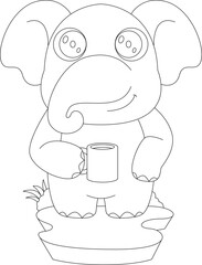 Elephant Coffee Mug Animal Vector Graphic Art Illustration