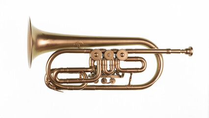 Obraz premium golden musical trumpet isolated on white background