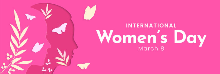 Happy International Womens Day. March 8. Women's day concept design in paper art style. Vector illustration