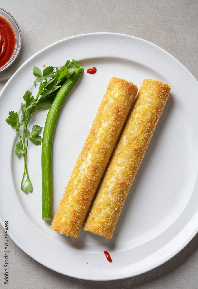 Wall mural crispy zucchini fries with tangy ketchup dip