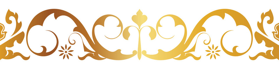 abstract floral border seamless golden paper border woodcarving decorative pattern © pichet