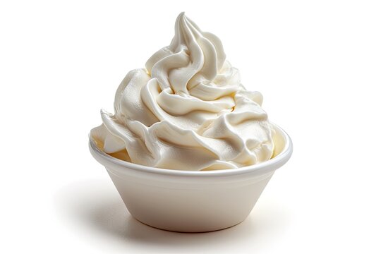 Frozen yogurt or whipped cream on white background with clipping path