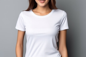 Woman in White Tshirt Mockup created with Generative AI