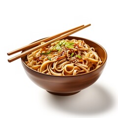 Delicious Longevity Noodles Chang Shou Mian isolated on white background