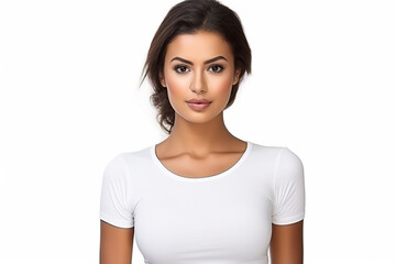 Fototapeta premium Woman in White Tshirt Mockup created with Generative AI