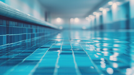 Large indoor pool with copy space - obrazy, fototapety, plakaty