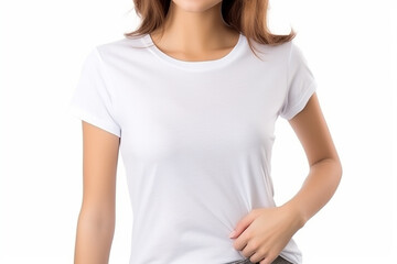 Woman in White Tshirt Mockup created with Generative AI