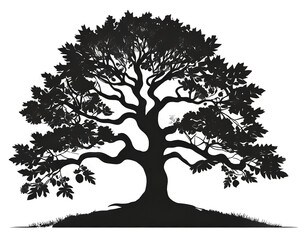 silhouette of tree on white background,cutout