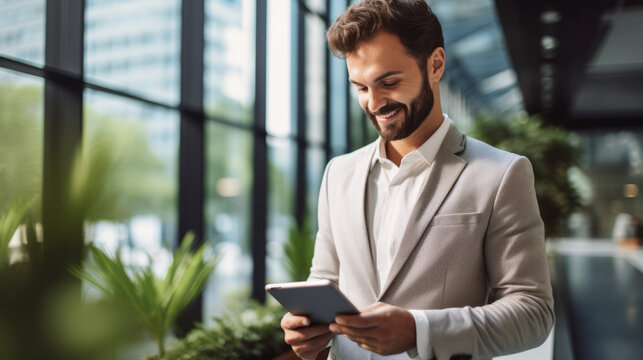 Professional Businessman Is With Digital Device In The Office