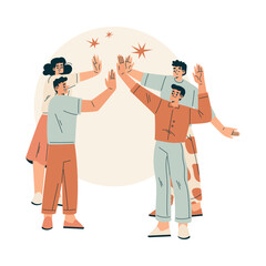 People Character Giving High Five Hand Gesture with Joy Vector Illustration