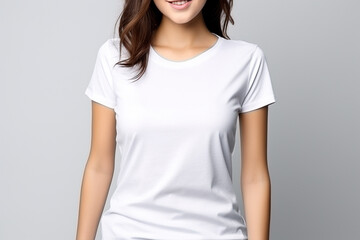 Obraz premium Woman in White Tshirt Mockup created with Generative AI