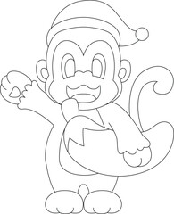Monkey Christmas Banana Animal Vector Graphic Art Illustration