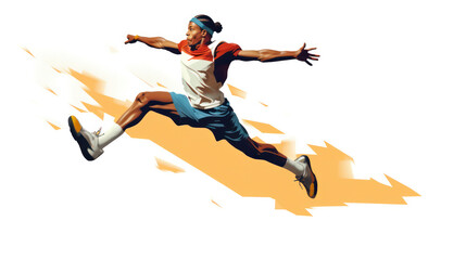 Illustration of athlete, performing triple jump