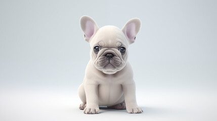 3d cartoon  french bulldog puppy on white background - obrazy, fototapety, plakaty