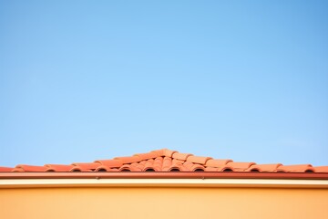 terracotta roof ridge detail against a clear sky