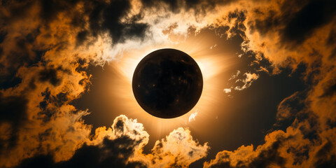 close up of total solar eclipse - obrazy, fototapety, plakaty