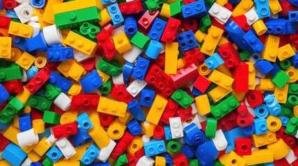 Photo background pattern of colourful children's building bricks