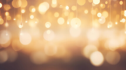 Fototapeta premium Abstract cream background with blurry festival lights and outdoor celebration bokeh