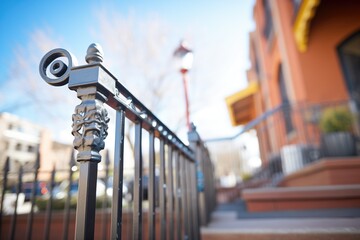 ornamental wrought iron railing on outdoor steps