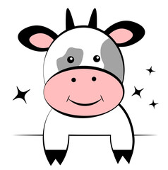 Cute cow on white background