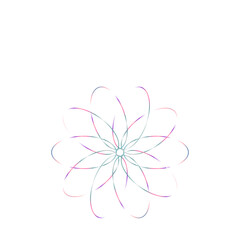 An abstract cut out transparent iridescent oval gradient star shape futuristic pattern design element.