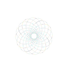 An abstract cut out transparent iridescent oval gradient star shape futuristic pattern design element.