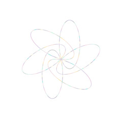 An abstract cut out transparent iridescent oval gradient star shape futuristic pattern design element.