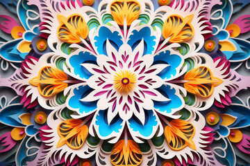 Fototapeta na wymiar Banner consisting from traditional species mandala in flowers, Ai generated