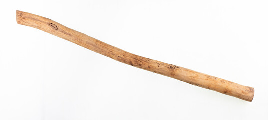 rough long hardwood wooden stick isolated on white background