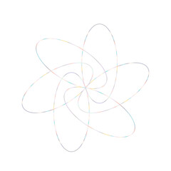 An abstract cut out transparent iridescent oval gradient star shape futuristic pattern design element.