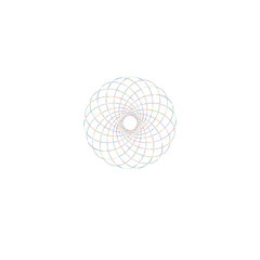 An abstract cut out transparent iridescent oval gradient star shape futuristic pattern design element.