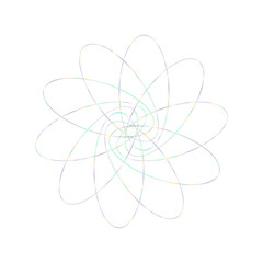 An abstract cut out transparent iridescent oval gradient star shape futuristic pattern design element.