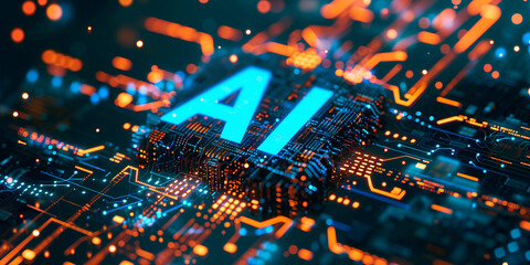 AI sign on the cyber background