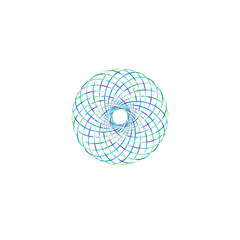 An abstract cut out transparent iridescent oval gradient star shape futuristic pattern design element.