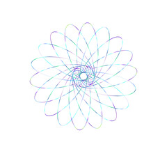 An abstract cut out transparent iridescent oval gradient star shape futuristic pattern design element.