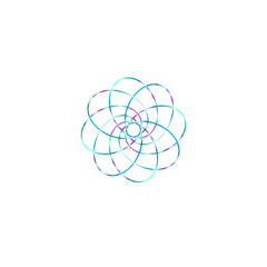 An abstract cut out transparent iridescent oval gradient star shape futuristic pattern design element.