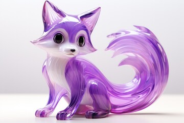 Transparent Glass Fox Amethyst: Surrealistic White Background For A Body With Transparent Material. Сoncept Transparent Glass Fox, Amethyst, Surrealistic White Background, Transparent Material, Body