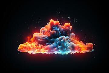 Glowing Neon Cloudscape, Futuristic Sci-Fi Digital Art Background