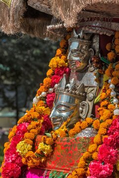 Gods in palanquins, Mega Festival, Dussehra Festivals, Dhalpur Ground, Kullu, Himachal Pradesh, India, Asia
